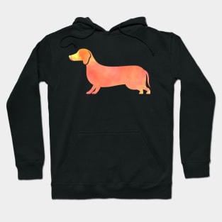 Dachshund Dog Orange Yellow Watercolor Silhouette Hoodie